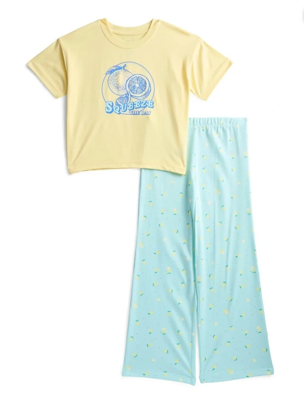 Wondershop Yellow Graphic Short Sleeve Top & Light Blue Lemon Print Pajama Pants